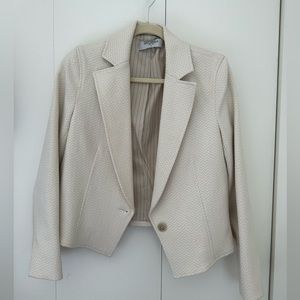 MM La Fleur white herringbone blazer, size 8